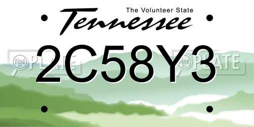 2C58Y3 Tennessee License Plate