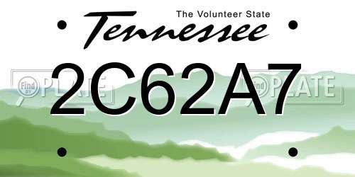 2C62A7 Tennessee License Plate