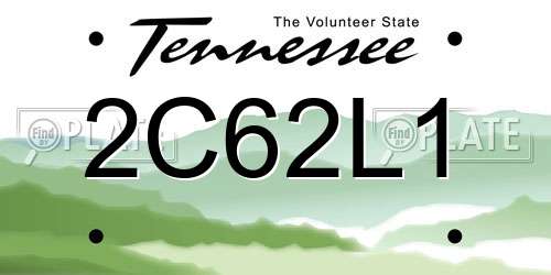 2C62L1 Tennessee License Plate