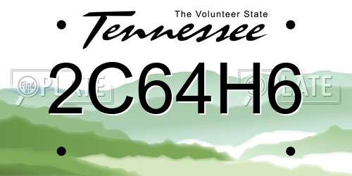 2C64H6 Tennessee License Plate