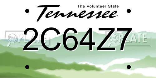 2C64Z7 Tennessee License Plate