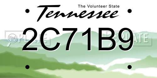 2C71B9 Tennessee License Plate