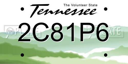 2C81P6 Tennessee License Plate