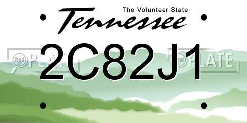 2C82J1 Tennessee License Plate