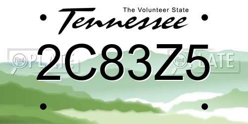2C83Z5 Tennessee License Plate
