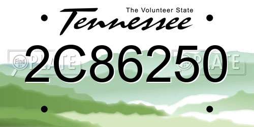 2C86250 Tennessee License Plate