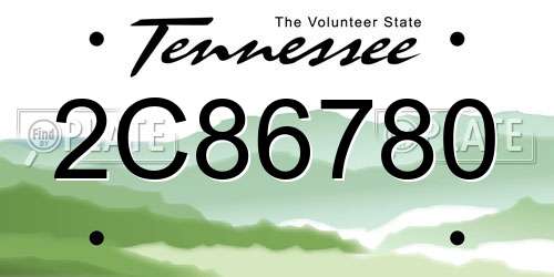 2C86780 Tennessee License Plate