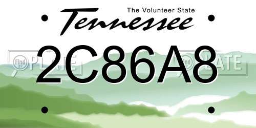 2C86A8 Tennessee License Plate
