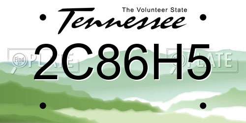 2C86H5 Tennessee License Plate