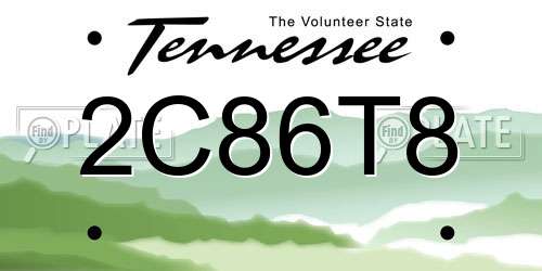 2C86T8 Tennessee License Plate