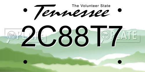 2C88T7 Tennessee License Plate