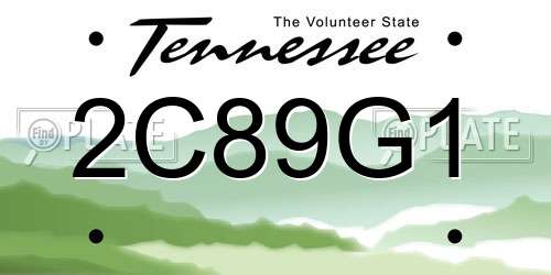2C89G1 Tennessee License Plate