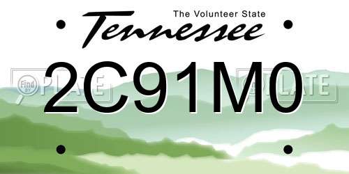 2C91M0 Tennessee License Plate