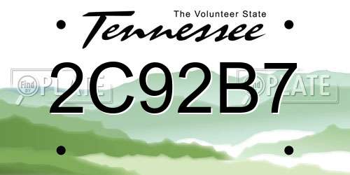 2C92B7 Tennessee License Plate