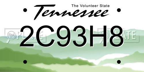 2C93H8 Tennessee License Plate