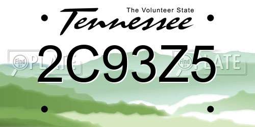 2C93Z5 Tennessee License Plate