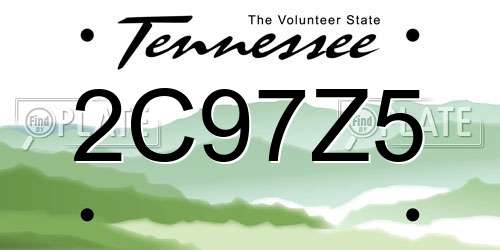 2C97Z5 Tennessee License Plate