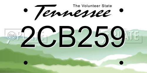 2CB259 Tennessee License Plate