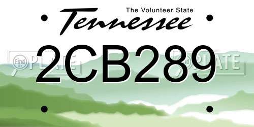 2CB289 Tennessee License Plate