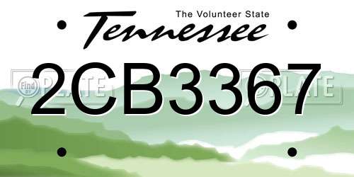 2CB3367 Tennessee License Plate