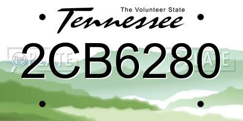 2CB6280 Tennessee License Plate