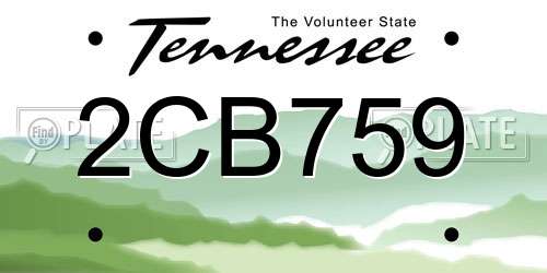 2CB759 Tennessee License Plate
