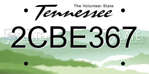 2CBE367 Tennessee License Plate