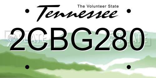 2CBG280 Tennessee License Plate