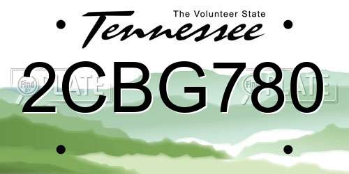 2CBG780 Tennessee License Plate