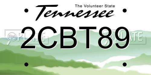 2CBT89 Tennessee License Plate