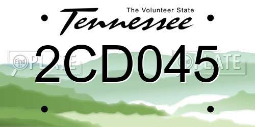 2CD045 Tennessee License Plate