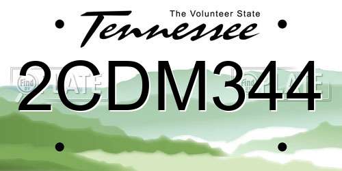 2CDM344 Tennessee License Plate