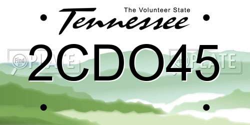 2CDO45 Tennessee License Plate