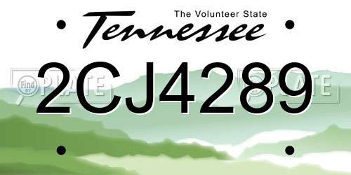 2CJ4289 Tennessee License Plate
