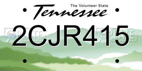 2CJR415 Tennessee License Plate