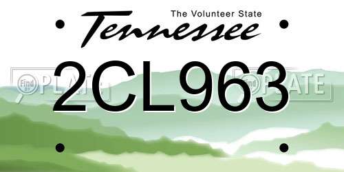 2CL963 Tennessee License Plate
