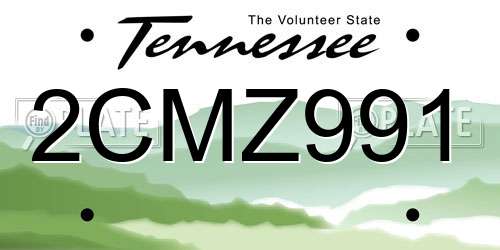 2CMZ991 Tennessee License Plate