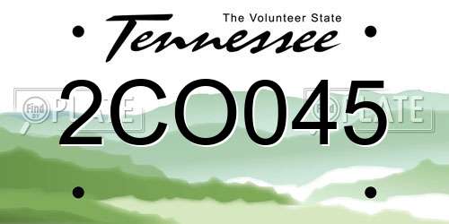 2CO045 Tennessee License Plate