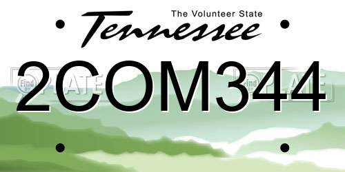 2COM344 Tennessee License Plate
