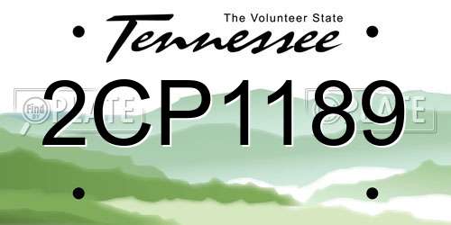 2CP1189 Tennessee License Plate