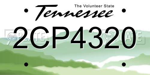 2CP4320 Tennessee License Plate