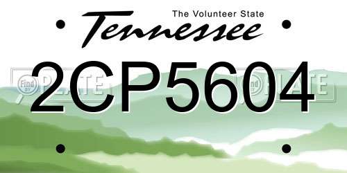 2CP5604 Tennessee License Plate