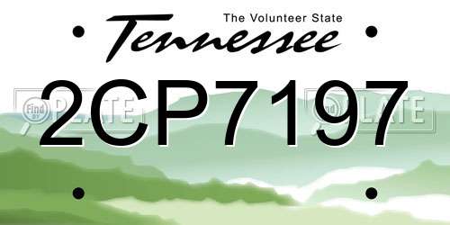 2CP7197 Tennessee License Plate
