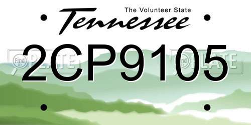 2CP9105 Tennessee License Plate
