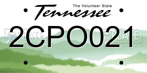 2CPO021 Tennessee License Plate