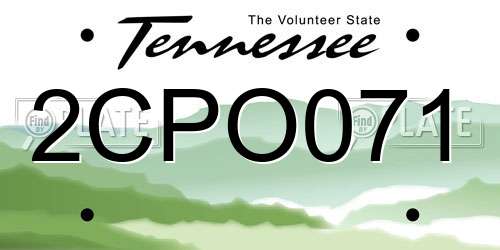 2CPO071 Tennessee License Plate
