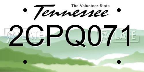 2CPQ071 Tennessee License Plate
