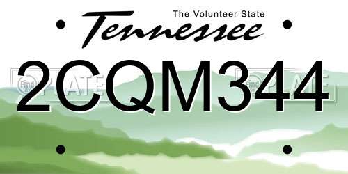 2CQM344 Tennessee License Plate