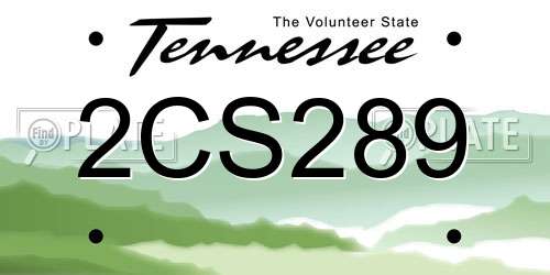 2CS289 Tennessee License Plate