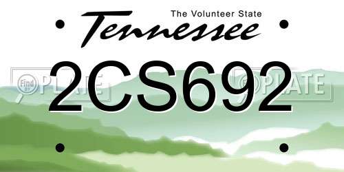 2CS692 Tennessee License Plate